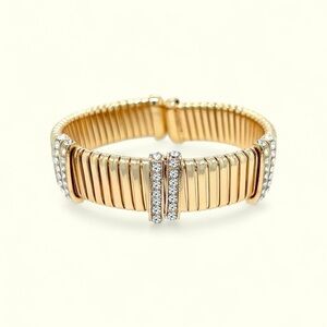New in Pouch Jennifer Miller Gold Flex Pave Bracelet